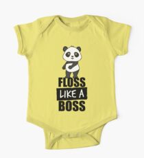 Niedliche Panda Floss wie ein Boss Kurzärmeliger Einteiler
