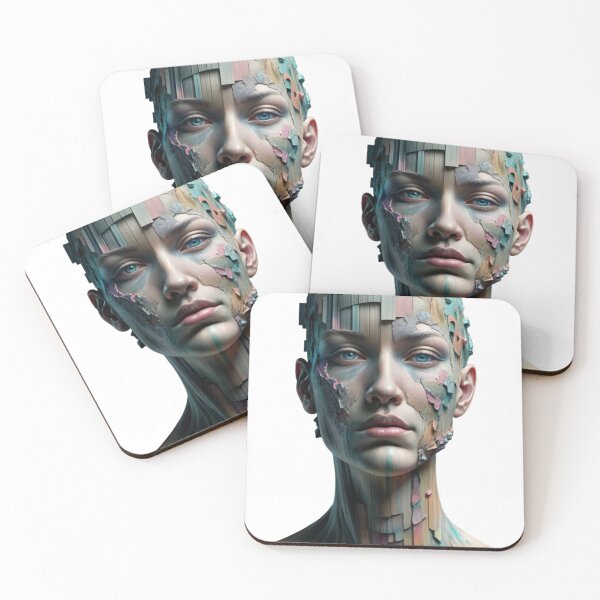Item preview, Surreal Human Bust with Fragmented Layers and Pastel Colors designed and sold by Creative88Art.