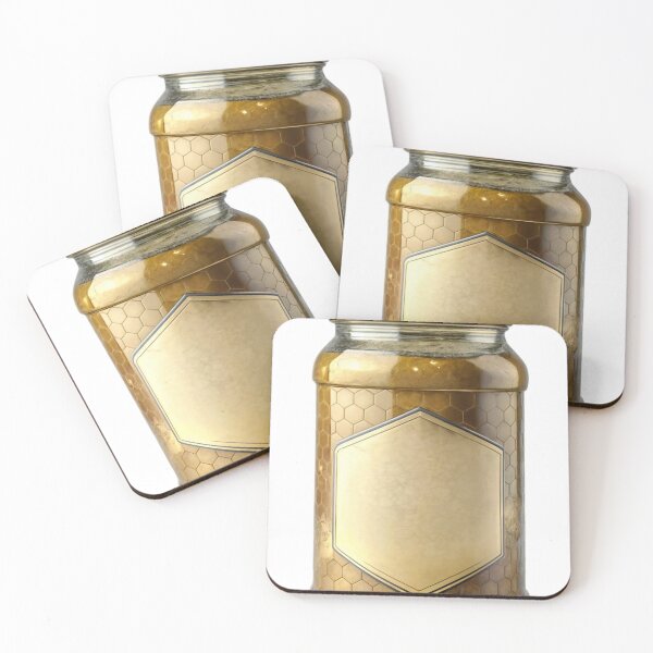 Item preview, Glass Jar with Honeycomb Pattern and Golden Lid on Black Background designed and sold by Creative88Art.