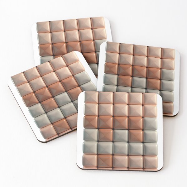 Item preview, Grid of Glossy Cube Like Tiles with Peach and Gray Tones designed and sold by Creative88Art.