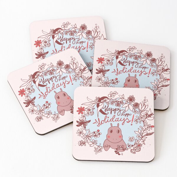 Item preview, Happy Hippo Holidays (with blue sky) designed and sold by Marianna Tankelevich.