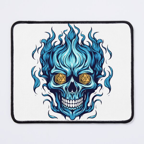 Item preview, Blue Flaming Skull With D20 Eyes designed and sold by The Mad Muffin.