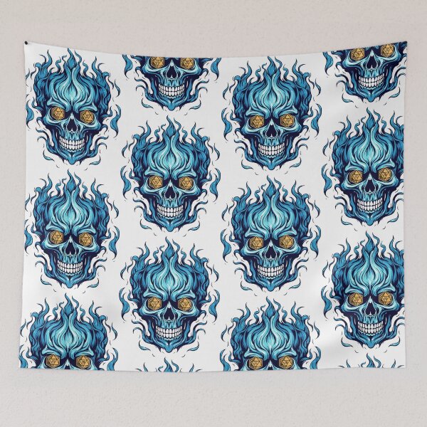 Item preview, Blue Flaming Skull With D20 Eyes designed and sold by The Mad Muffin.