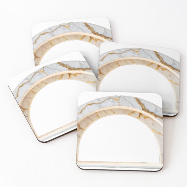 Item preview, White Marble Arch with Gold Vein Patterns and Cloud Like Details designed and sold by Creative88Art.