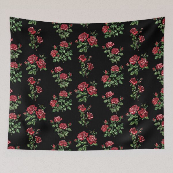 Item preview, Red Rose Embroidery Seamless Pattern designed and sold by AlchemyColor.