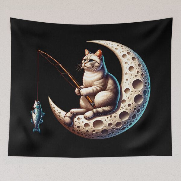 Item preview, Cat Fishing on the Moon designed and sold by ReneMM.