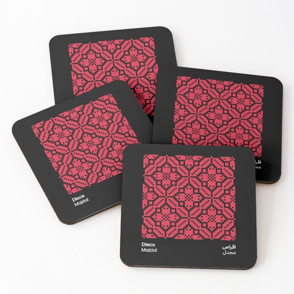 Item preview, تطريز فلسطيني، أقراص | Palestinian Tatreez, Discs, Black (Red Edition) designed and sold by Artivism | ارتيڤيزم.