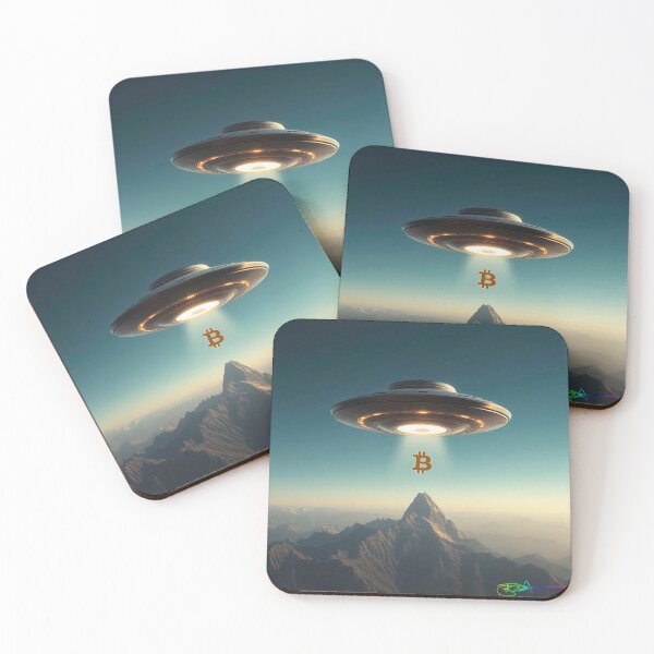 Item preview, Bitcoin UFO Abduction Over Mountain Peak designed and sold by Benito Del Ray.