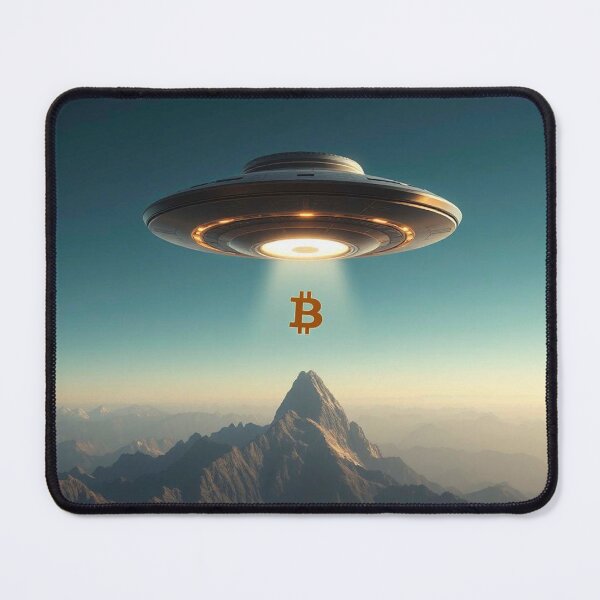Item preview, Bitcoin UFO Abduction Over Mountain Peak designed and sold by Benito Del Ray.