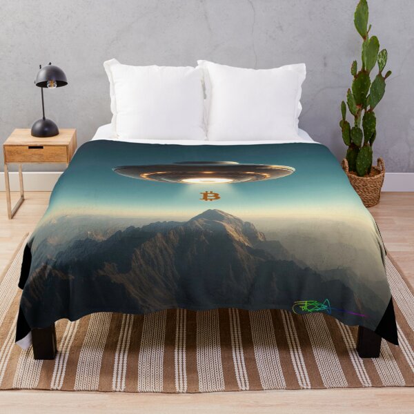 Item preview, Bitcoin UFO Abduction Over Mountain Peak designed and sold by Benito Del Ray.