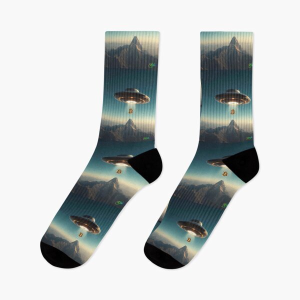 Item preview, Bitcoin UFO Abduction Over Mountain Peak designed and sold by Benito Del Ray.