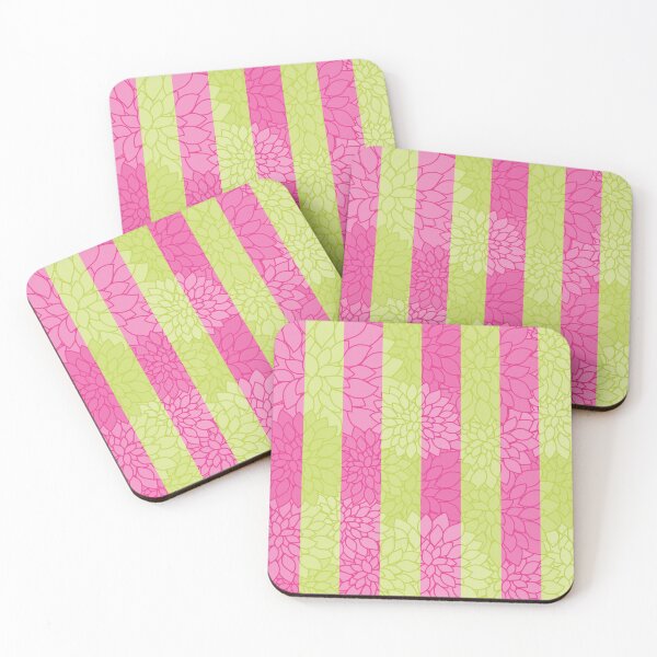 Item preview, Bright Chartreuse Green and Pink Vertical Striped Floral Seamless Repeat Surface Pattern designed and sold by MoePark.