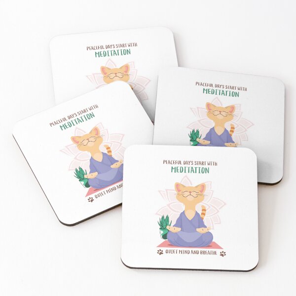 Item preview, Peaceful Days Start With Meditation Lotus Cat designed and sold by scooterbaby.