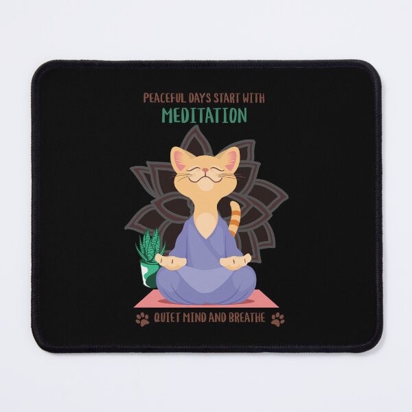 Item preview, Peaceful Days Start With Meditation Lotus Cat designed and sold by scooterbaby.