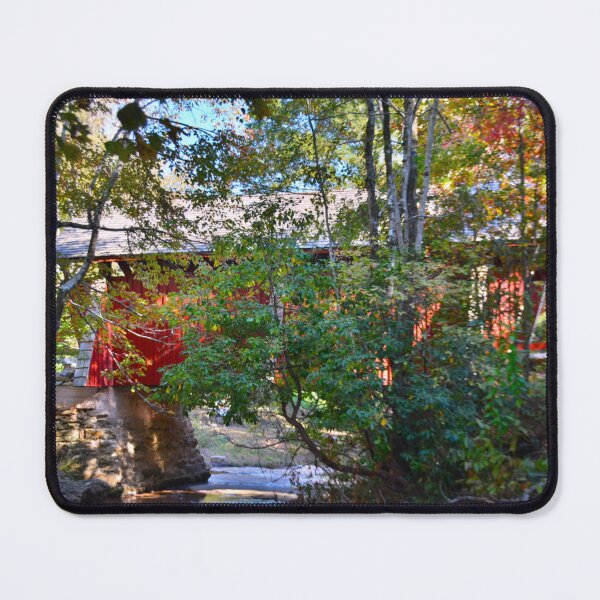 Item preview, Campbells Covered Bridge Behind Autumn designed and sold by LisaWootenPhoto.