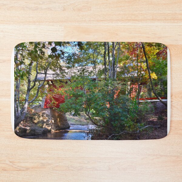 Item preview, Campbells Covered Bridge Behind Autumn designed and sold by LisaWootenPhoto.