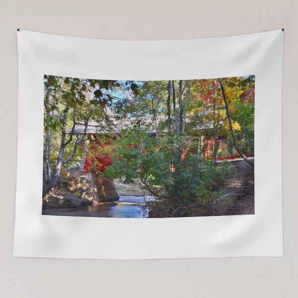 Item preview, Campbells Covered Bridge Behind Autumn designed and sold by LisaWootenPhoto.