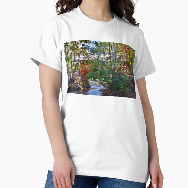 Item preview, Campbells Covered Bridge Behind Autumn designed and sold by LisaWootenPhoto.