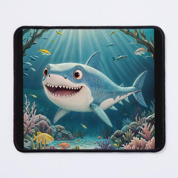 Item preview, A whimsical little shark in a cartoon style with open jaws. designed and sold by IaroslavB.