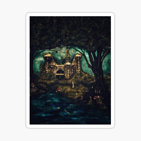 Dark Academia Art Fantasy School Castle Watercolor Sticker
