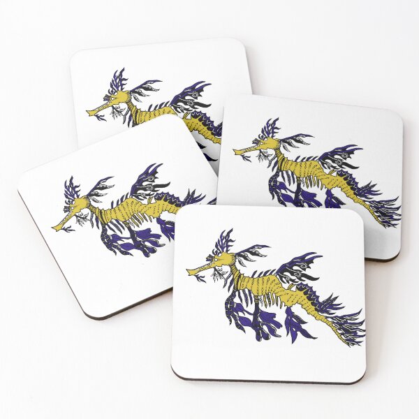 Item preview, Mustard and Dark Blue Tribal Leafy Seadragon designed and sold by Steeb757.