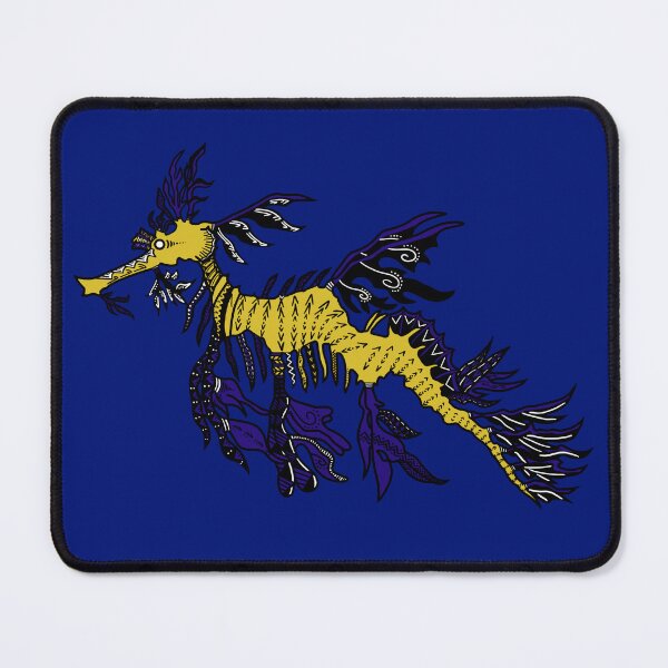 Item preview, Mustard and Dark Blue Tribal Leafy Seadragon designed and sold by Steeb757.