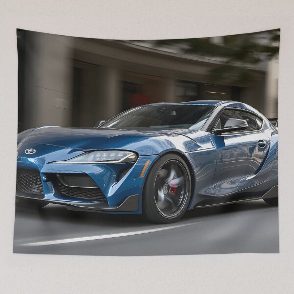 Item preview, Blue Toyota Supra Poster – Iconic JDM Power III designed and sold by AutoPopStudio.