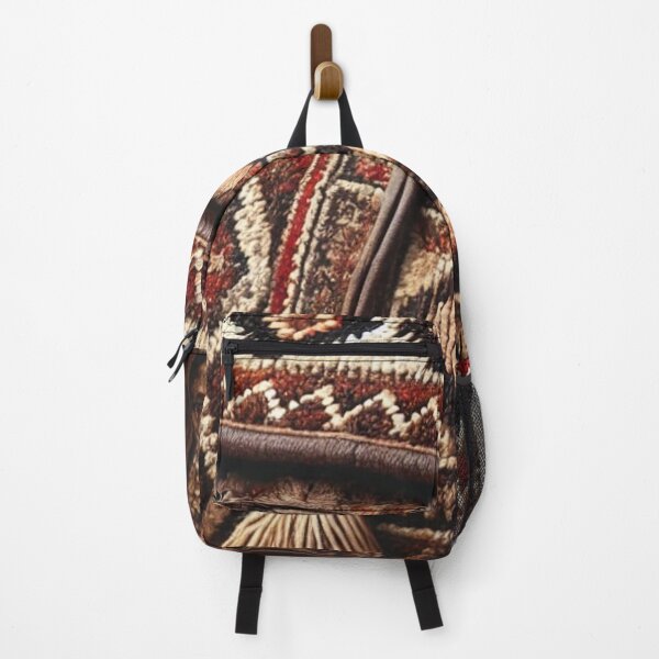 Item preview, A fabric pattern with bold geometric designs, featuring symmetrical shapes in rich earthy tones, inspired by traditional camel bags. designed and sold by Wiredart.