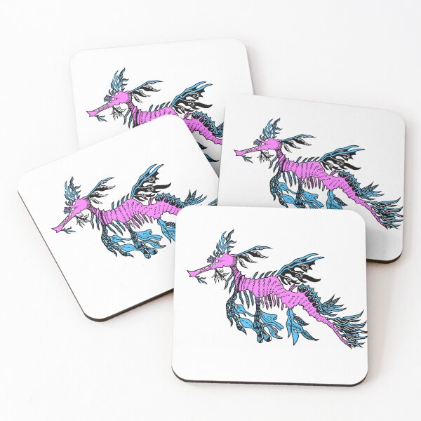 Item preview, Pink and Aqua Tribal Leafy Seadragon designed and sold by Steeb757.