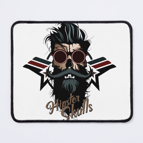 Item preview, hipster skull head bearded mustache logo wing round sunglasses designed and sold by Achille3777.