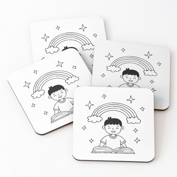 Item preview, A boy reading a book emitting rainbows, light, and stars, visualizing his imagination designed and sold by rasagamastore.
