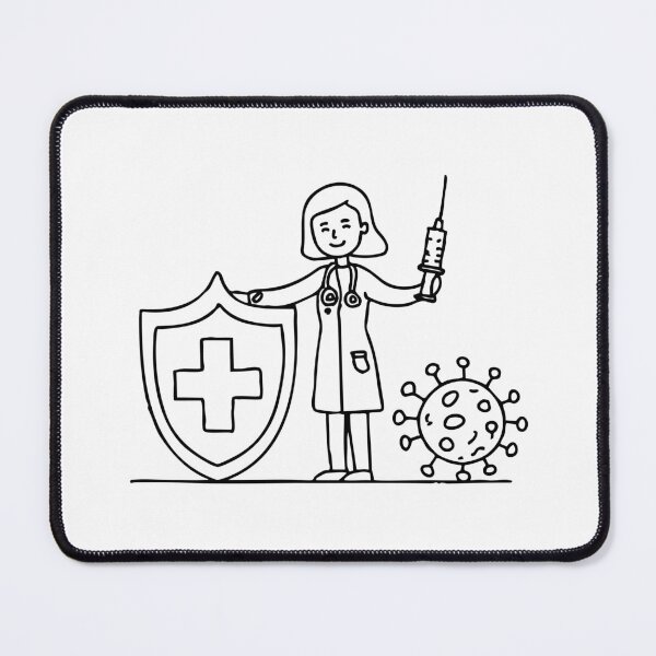 Item preview, A doctor holding a syringe beside shield and virus designed and sold by rasagamastore.