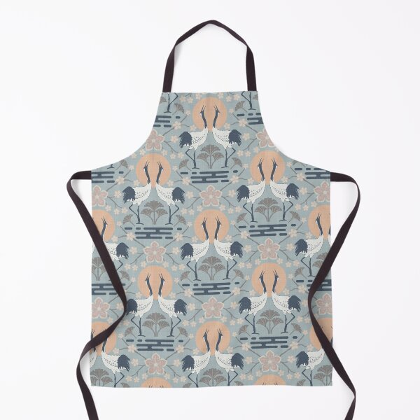 Item preview, Serene harmonious Japandi style dancing cranes linen textured 2 designed and sold by Designsbyluzia.