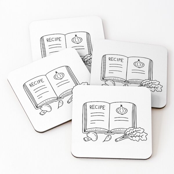 Item preview, An open book with the word Recipe beside fresh vegetable ingredients designed and sold by rasagamastore.