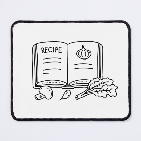 Item preview, An open book with the word Recipe beside fresh vegetable ingredients designed and sold by rasagamastore.