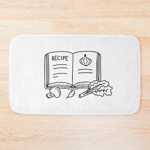 Item preview, An open book with the word Recipe beside fresh vegetable ingredients designed and sold by rasagamastore.