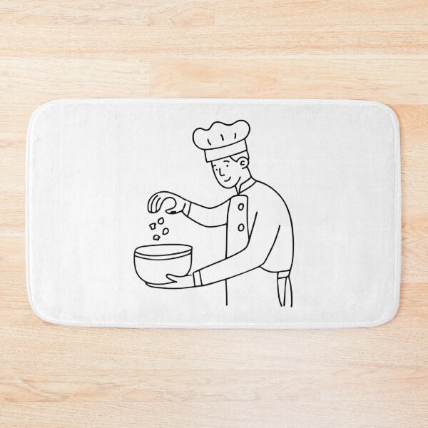 Item preview, A chef adding ingredients into a bowl, representing input in the cooking process designed and sold by rasagamastore.