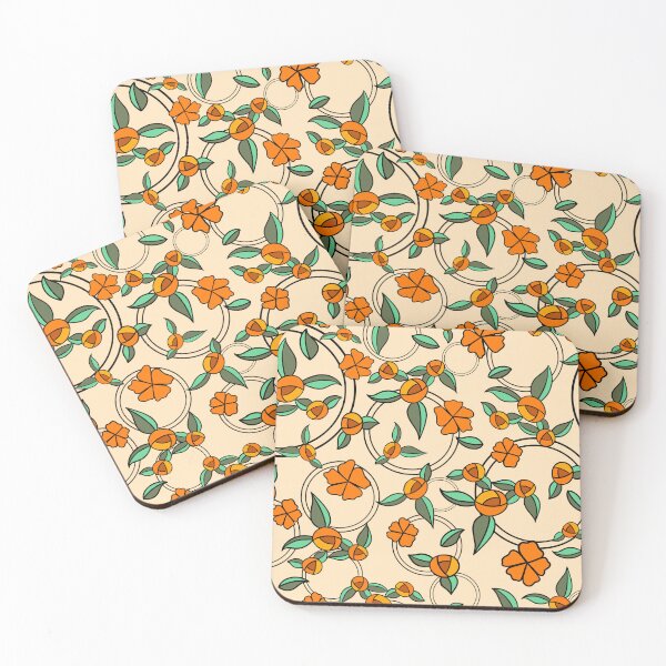 Item preview, Vintage Stained Glass - Orange Roses and Poppies designed and sold by woolandbristle.