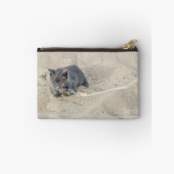 Item preview, Kitten On a Leash Checking Out a Sandy Beach designed and sold by Sue Smith.