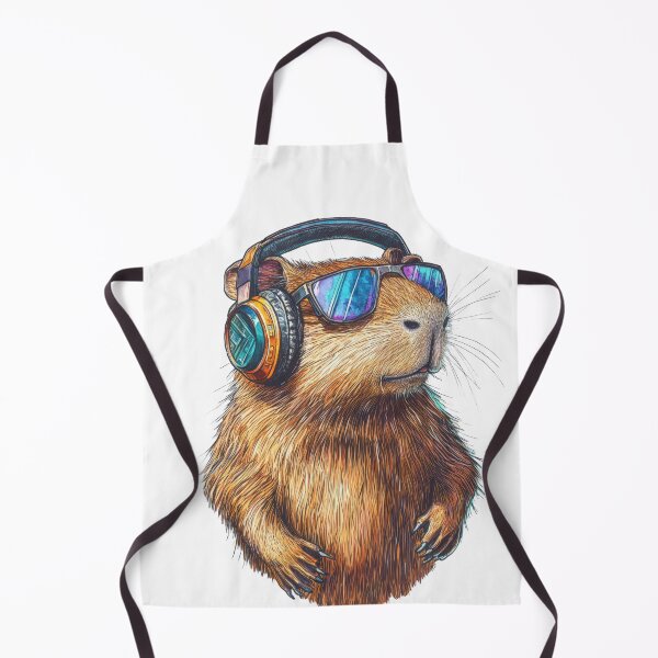 Item preview, Cool guinea capybara with headphones and sunglasses digital artwork designed and sold by CreativeLarysa.
