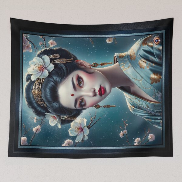 Item preview, The Timeless Grace Of Airi Doi In Traditional Floral Attire Gorgeous AI Concept Art by Xzendor7 designed and sold by Xzendor7 Digital Art Creations.