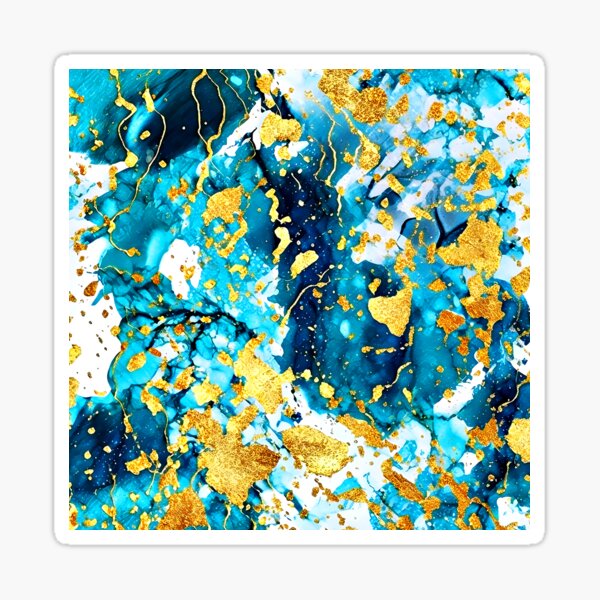 Item preview, Aqua, Blue, And Golden Accents Aesthetic Marbled Art designed and sold by DEC02.