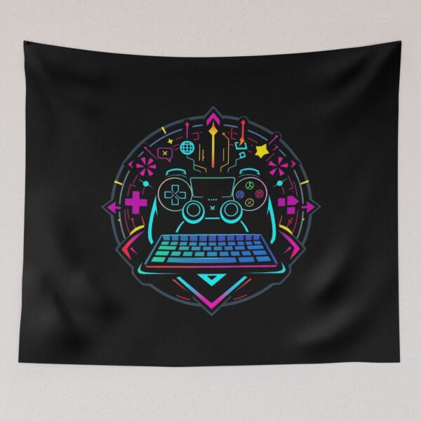 Item preview, Vibrant Gaming Controller and Keyboard Icon with Neon Elements designed and sold by Cloud-Riders.