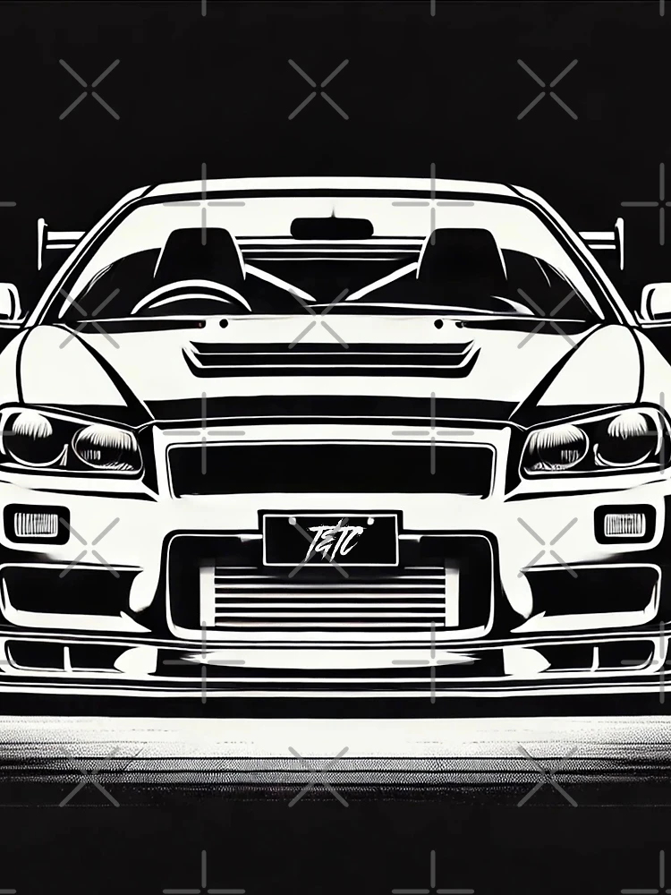 Thumbnail 3 of 3, Scarf, Ink Contrast: R34 Skyline GT-R designed and sold by ThrottleNThread.
