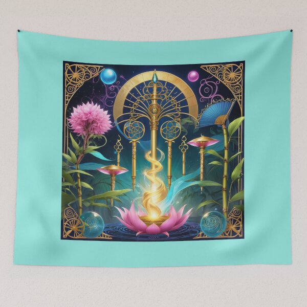 Item preview, Golden Art Look With Twisted Lines,Bubbles And Pink Flowers designed and sold by Melantari Vizuns.