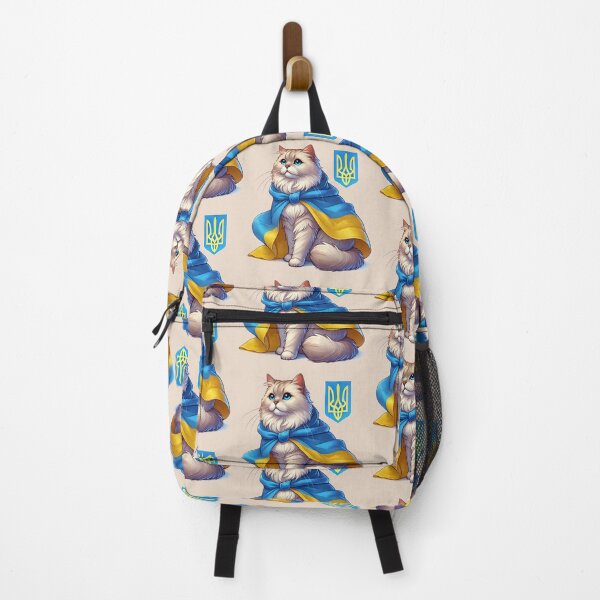 Item preview, Fluffy Cat Wrapped in Ukrainian Flag – Support Free Ukraine designed and sold by Globalcitytees.