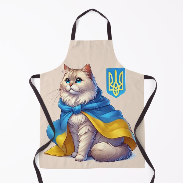 Item preview, Fluffy Cat Wrapped in Ukrainian Flag – Support Free Ukraine designed and sold by Globalcitytees.