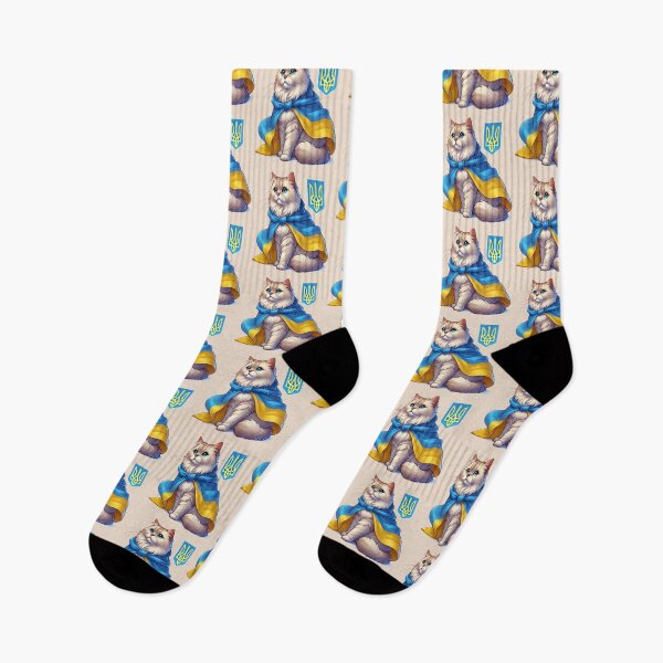 Item preview, Fluffy Cat Wrapped in Ukrainian Flag – Support Free Ukraine designed and sold by Globalcitytees.