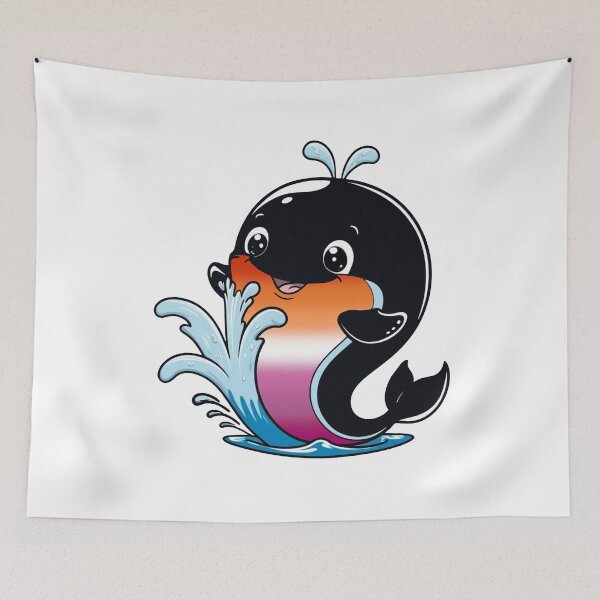 Item preview, Kawaii Lesbian Whale - Lesbian Pride Design designed and sold by Travelslightly.