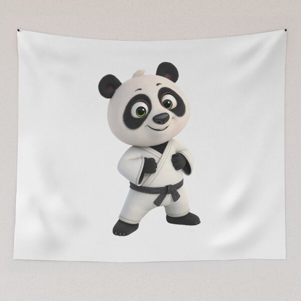 Item preview, cartoon taekwon-do panda mascot with black belt designed and sold by DuskTillDown.